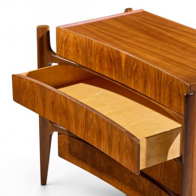 William Hinn William Hinn Mid Century Walnut Curved Front Lowboy Dresser