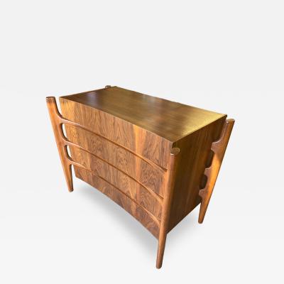 William Hinn William Hinn Sculpted Walnut 4 Drawer Dresser Made in Sweden c 1950s