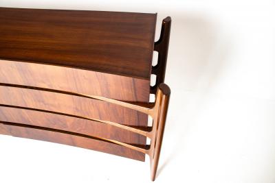 William Hinn William Hinn Sculpted Walnut 8 Drawer Dresser Made in Sweden Circa 1950s