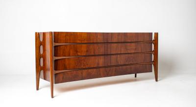 William Hinn William Hinn Sculpted Walnut 8 Drawer Dresser Made in Sweden Circa 1950s