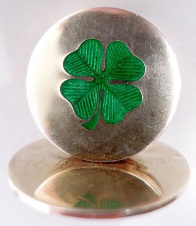 William Hornby English Edwardian Silver Gilt Lucky Charm Place Card Holders 1905