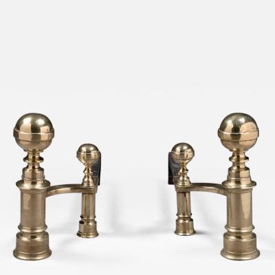 William Hunneman Pair of Ball Top Andirons Made by William Hunneman