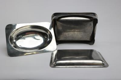 William Hutton William Hutton Arts Crafts Pewter Muffin Dish with a Ruskin Jewel to the Lid