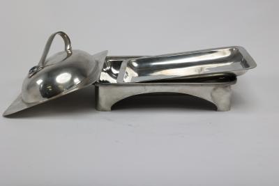 William Hutton William Hutton Arts Crafts Pewter Muffin Dish with a Ruskin Jewel to the Lid