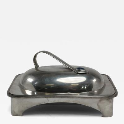 William Hutton William Hutton Arts Crafts Pewter Muffin Dish with a Ruskin Jewel to the Lid