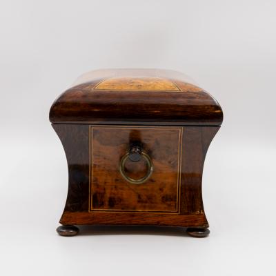 William IV Dome Top Bomb Box in Burl Walnut with Boxwood Stringing