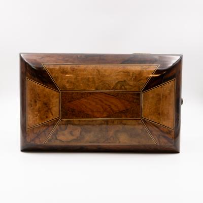 William IV Dome Top Bomb Box in Burl Walnut with Boxwood Stringing