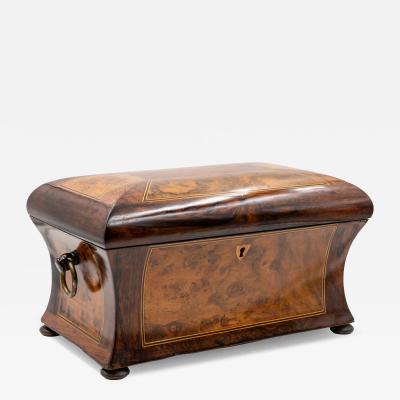 William IV Dome Top Bomb Box in Burl Walnut with Boxwood Stringing
