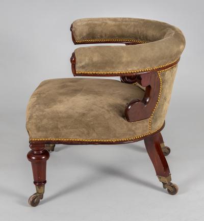 William IV Mahogany and Suede Desk Armchair