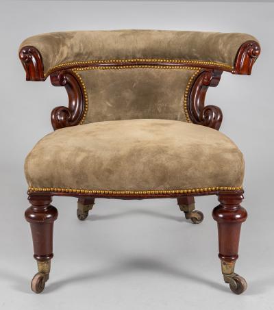 William IV Mahogany and Suede Desk Armchair
