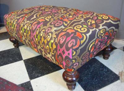 William IV Style Large Ottoman in New ANICHINI Pema Upholstery