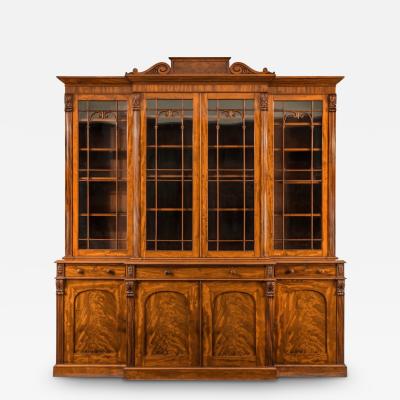 William IV mahogany breakfront bookcase firmly attributed Gillows of Lancaster