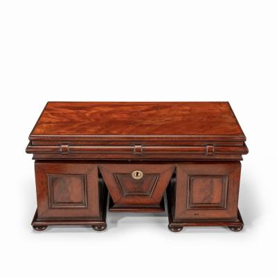 William IV mahogany tea caddy in the form of a pedestal sideboard
