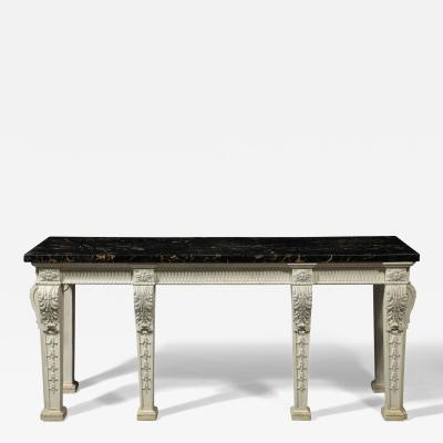 William Kent William Kent Style Gesso Painted Console with Saint Laurent Black Marble Top