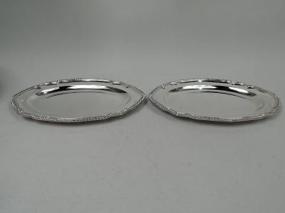 William Kerr Pair of English Victorian Georgian Sterling Silver Serving Trays 1846
