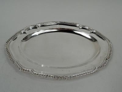 William Kerr Pair of English Victorian Georgian Sterling Silver Serving Trays 1846