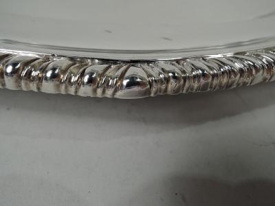 William Kerr Pair of English Victorian Georgian Sterling Silver Serving Trays 1846