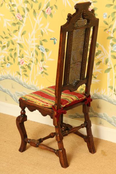 William Mary Period Carved Walnut Tall Back Side Chairs