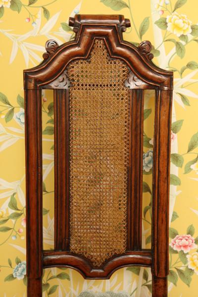 William Mary Period Carved Walnut Tall Back Side Chairs