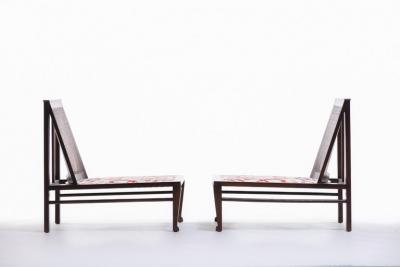 William Pahlmann WILLIAM PAHLMANN THEBES CHAIRS WITH SNAKE FABRIC CIRCA 1964