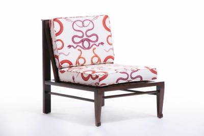 William Pahlmann WILLIAM PAHLMANN THEBES CHAIRS WITH SNAKE FABRIC CIRCA 1964