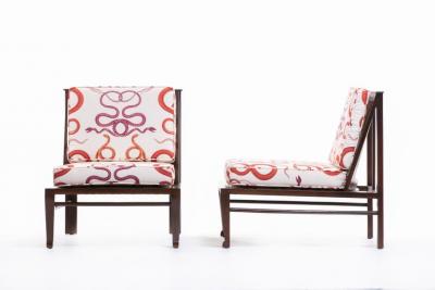 William Pahlmann WILLIAM PAHLMANN THEBES CHAIRS WITH SNAKE FABRIC CIRCA 1964