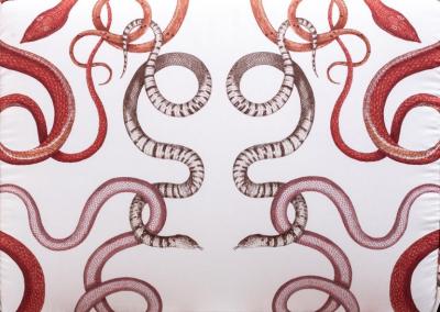 William Pahlmann WILLIAM PAHLMANN THEBES CHAIRS WITH SNAKE FABRIC CIRCA 1964