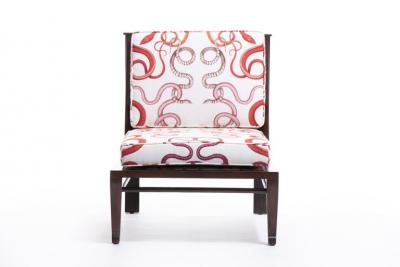 William Pahlmann WILLIAM PAHLMANN THEBES CHAIRS WITH SNAKE FABRIC CIRCA 1964