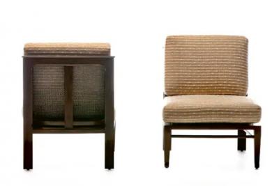 William Pahlmann William Pahlmann Thebes Chairs in New Embroidered Linen Upholstery circa 1964