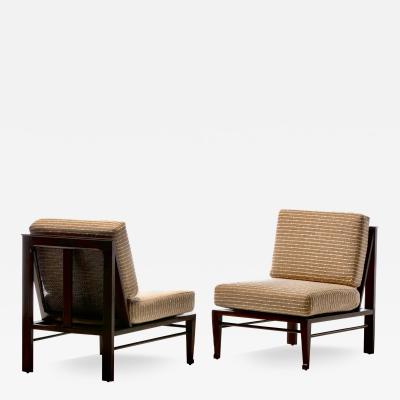 William Pahlmann William Pahlmann Thebes Chairs in New Embroidered Linen Upholstery circa 1964