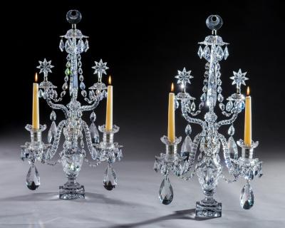 William Parker A PAIR OF GEORGE III CUT GLASS CANDELABRA BY WILLIAM PARKER