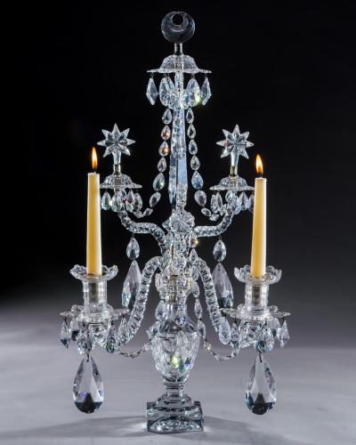 William Parker A PAIR OF GEORGE III CUT GLASS CANDELABRA BY WILLIAM PARKER