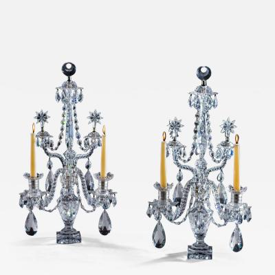 William Parker A PAIR OF GEORGE III CUT GLASS CANDELABRA BY WILLIAM PARKER