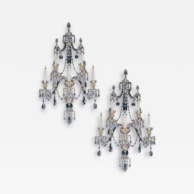 William Parker AN EXCEPTIONAL PAIR OF GEORGE III ORMOLU MOUNTED CUT GLASS WALL LIGHTS