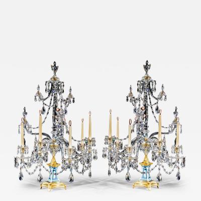 William Parker AN EXCEPTIONAL PAIR OF GEORGE III WEDGWOOD JASPER WARE FIVE LIGHT CANDELABRA