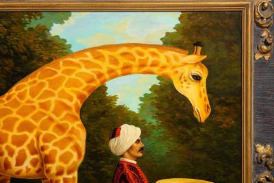 William Skilling William Skilling American British 1862 1964 Giraffe Attendant Oil Painting