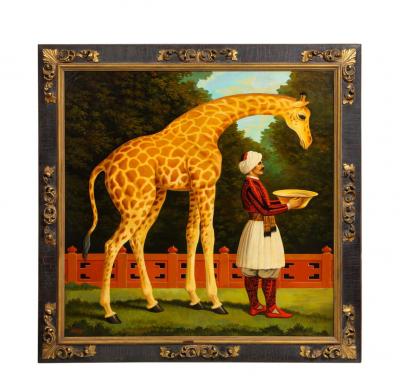 William Skilling William Skilling American British 1862 1964 Giraffe Attendant Oil Painting