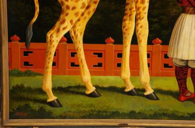William Skilling William Skilling American British 1862 1964 Giraffe Attendant Oil Painting