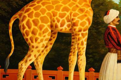 William Skilling William Skilling American British 1862 1964 Giraffe Attendant Oil Painting