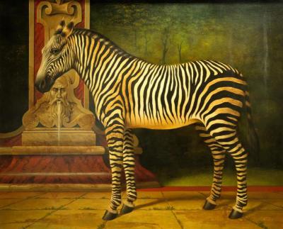 William Skilling William Skilling American British 1862 1964 Zebra Oil on Canvas Painting