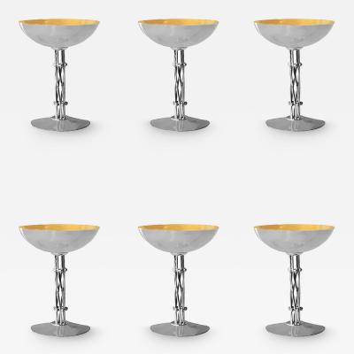 William Spratling Set of 6 William Spratling Sterling Champagne Coupes