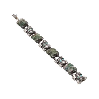 William Spratling William Spratling Frog Bracelet Silver Jade Turquoise