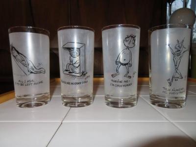 William Steig Eight Vintage Highball Glasses William Steig Artist Cartoonist New Yorker