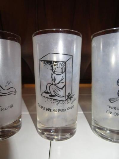 William Steig Eight Vintage Highball Glasses William Steig Artist Cartoonist New Yorker