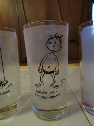 William Steig Eight Vintage Highball Glasses William Steig Artist Cartoonist New Yorker