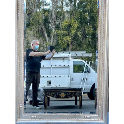 William Switzer 18th C Style Charles Pollock for William Switzer Silver Giltwood Mirror