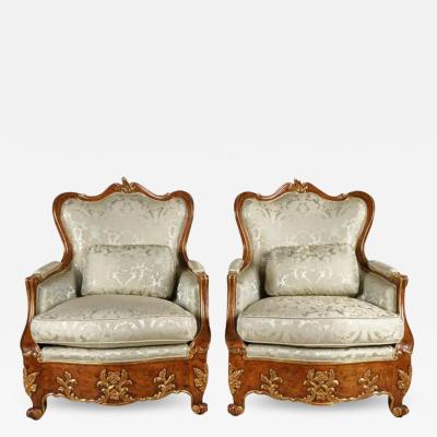 William Switzer 19th C Style Italian Charles Pollock for William Switzer Bergere Chairs a Pair