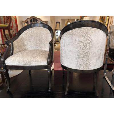 William Switzer Charles X Style Charles Pollock William Switzer Spoon Back Club Chairs