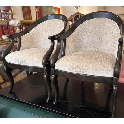 William Switzer Charles X Style Charles Pollock William Switzer Spoon Back Club Chairs