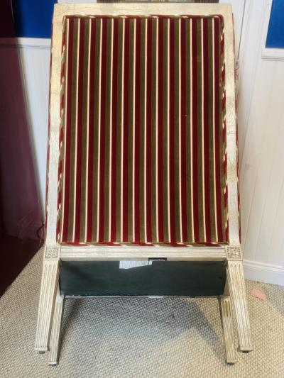 William Switzer OPULENT LARGE RED SILVER STRIPED VELVET SILVER LEAFED WOOD FRAME WING CHAIR